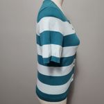 Talbots teal striped elbow sleeve cardigan and shell size sp Photo 3