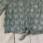Be cool size large blue plaid long sleeve tie front button shirt Photo 2