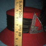 THE HAT GENERATION Red, Wide Black Band, Beautiful Feathers, Rhinestone Detail Red Photo 7