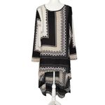 High Low Tunic Shirt Dress 12 Large Artsy‎ Abstract Top Asymmetrical Hem Neutral Photo 2