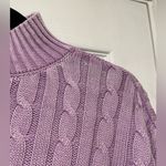 No Comment NWT  Size S Purple Lilac Cotton Cable Knit Mock Neck Cropped Sweater Photo 4