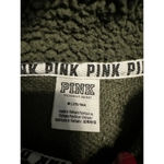 PINK Victoria's Secret Quarter Zip Sherpa Fleece Size Medium Olive Green Warm Photo 2