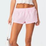 Edikted  Plaid Pink and White Gingham Shorts Elastic Waist Boxer Photo 0