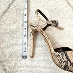 Tory Burch Tan/Brown/Cream Snakeskin Leather Criss Criss Open Toe Heels Photo 4