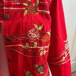 Coldwater Creek  Red Embroidered Twill Jacket Petite Medium PM Photo 3