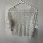 Windsor White Mesh Rhinestone Crop Top w/ Feather Trim Sleeves – Size M Photo 3