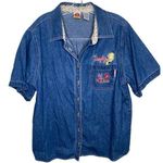 Looney Tunes Vintage 90s 2000s Y2k  tweety bird denim button up shirt 18/20 Photo 0