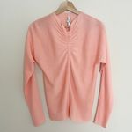 Tibi Cowl Neck Ruched Knit Top Long Sleeve Coral Pink Size XXS Photo 2