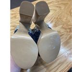 Salvatore Ferragamo SAJA Platform Sandal Womens 7.5 Blue Block Heel Slip-On S27 Photo 4