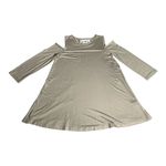 cupio Tunic Cold Shoulder Jersey Knit Tan Sweatshirt Slouchy Swing M Photo 6