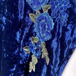 Charming Charlie  Floral Applique Crushed Velvet Cami Tank Top Blue Green Large Photo 8