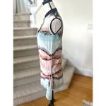 ALLSAINTS  Light Blue & Pink Agate Watercolor Silk Isha Crystal Shift Dress Photo 5