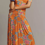 Farm Rio X Anthropologie Short Sleeve V Neck Ruched Midi Dress Photo 0