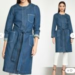 BCBGMAXAZRIA BCBG Blue Jean Denim Button Down Trench Coat Dress XS Photo 1