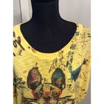Inoah Vibes Wearable Art Print Shirt 3/4 Sleeves Small S Yellow Dog Abstract Photo 4