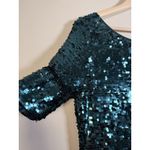 BCBGMAXAZRIA  All Over Sequin Gown Jade‎ Green Showgirl Maxi Dress Formal Stretch Photo 2