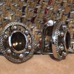 Sterling Silver Smokey Topaz  Faceted Filigree Accent Oval Earrings Photo 2