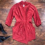 EVER • Whitmore Dress silk charmeuse wrap pleated Rubia red mini cocktail draped Size M Photo 0