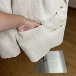 Old Navy  Blazer Womens Medium Beige Linen Blend Double Breasted Oversized Photo 8