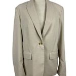Oak + Fort Oatmeal Oversized Single Breasted One Button Blazer Flap Pocket SZ M Photo 15