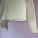 Elodie Quilted White Cropped Jacket Size M Boho Preppy Coastal Photo 6