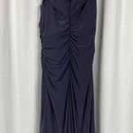 Mac Duggal Ieena For  Navy Blue Ruched One Shoulder Trumpet Gown Sz.2 NWT Photo 12