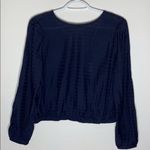 Loft navy striped wrap back long sleeve top sz S Photo 1