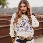 MARVEL COWBOY Ruby Mountain Buckaroo Sweatshirt Cream Color Womens Size Large Photo 11