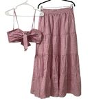 Labiz Maxi Skirt Stripe Cotton Set(Size Large) Red Photo 2