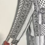 J Glee Dress L Black White Floral Striped Midi Blouson Roll Tab Casual Festival Size XL Photo 4