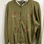 Alfred Dunner Fall Leaves Thanksgiving Embroidered Beaded Button Down Sweater Photo 0