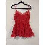 Free People  Selia Slip Racing Red V Neck Tiered Lace Straps Size Small 2465 Photo 2