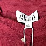 Glam Long Sleeve Ruffled‎ Mock Neck Slouchy Button Up Shirt Women Large NWT Red Photo 4