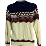 Vintage 90s Fair Isle Ski Sweater S Cream Knit Pullover Crewnwck Long Sleeves Photo 2