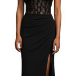 Mac Duggal  Ieena Corset Dress Womens Size 2 Black Beaded Formal Evening Gown Photo 0