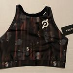PELOTON Show Up Floral High Neck Sports Bra Size Small NWT Black Photo 2