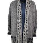 Lucky Brand Shawl Cardigan Open Black White Geometric Sweater Women’s 1X Warm Photo 0