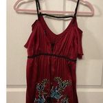Vintage Soul Revival Babydoll Silk Y2K Embroidered Boho Tunic, XS Red Photo 0