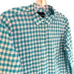 J.Crew Classic Fit Boy Crinkle Gingham Shirt Women's 6 Blue Career Preppy Photo 2
