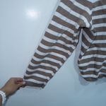 J.Crew New Mushroom & Ivory Stripe Cotton Lady Jacket Cardigan Sweater Size 3X Photo 4