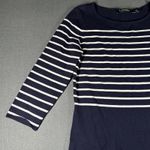 Lauren Ralph Lauren Dress Womens Large Navy White Striped 3/4 Sleeve Boatneck Blue Photo 1