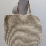 Merona  Beach Straw Tote Bag NWT Natural/Metallic D32 Photo 0