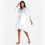 Johnny Was  Lulu Butterfly Embroidered Ruffle-sleeve Dress In White XS Photo 1