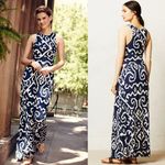 Anthropologie  Maeve Scrollwork Blue White Printed Tribal Sleeveless Maxi Dress Photo 1