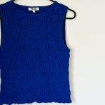 Madewell NWT Smocked Boatneck Tank in Brilliant Sapphire - Size: Extra Small Photo 6