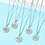 Silver Initial Crystal Pendant Necklace A Photo 1