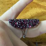 Natural Rhodolite Garnet Sterling Silver Cocktail Ring Size 5.75 Purple Photo 2