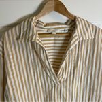 Vince  Tan & White Striped Shaped Collar Shirt Tencel/Nylon Blend Size XL preppy Photo 2