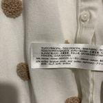 ZARA Button Up Shirt Textured Polka Dot Collared Long Sleeve Small Ivory Beige Photo 8