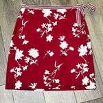 White Stag VTG Y2K  Red Floral Wrap Skirt Women’s 12 – Hawaiian Cotton Midi Photo 9